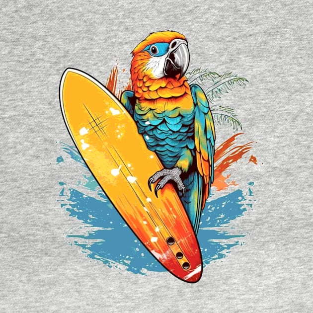 Cool surfing parrot with surfboard by Unelmoija